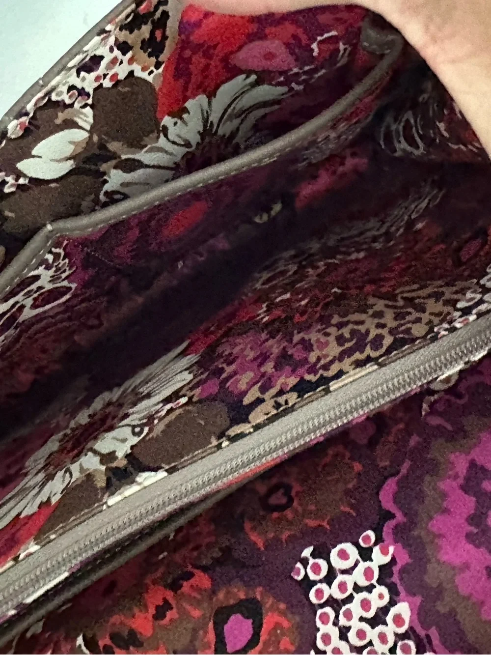 Vera Bradley Quilted Taupe Satchel with Black Trim and Gold Hardware